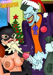 Sexy Catwoman gets facial cumshot