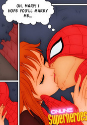 Spiderman and Mary Jane kissing