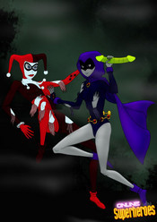 Sexy Raven and cute Harley Quinn